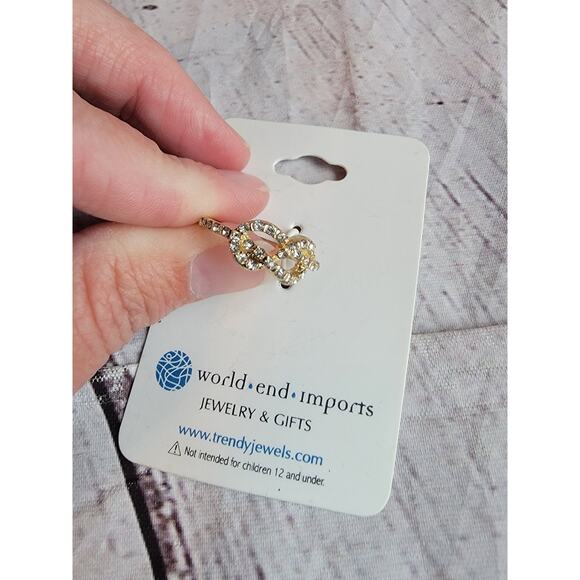 Gold Tone Infinity Gem Stone Ring New Size 6 - Picture 3 of 7